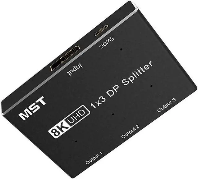 Alt view image 7 of 7 - WRIARICH 1 in 3 Out DisplayPort Splitter Hub, 8K@30Hz 4K@120Hz DP MST SST Converter Adapter, 1x3 DP Splitter for Ultra HD Source to 3 Monitors