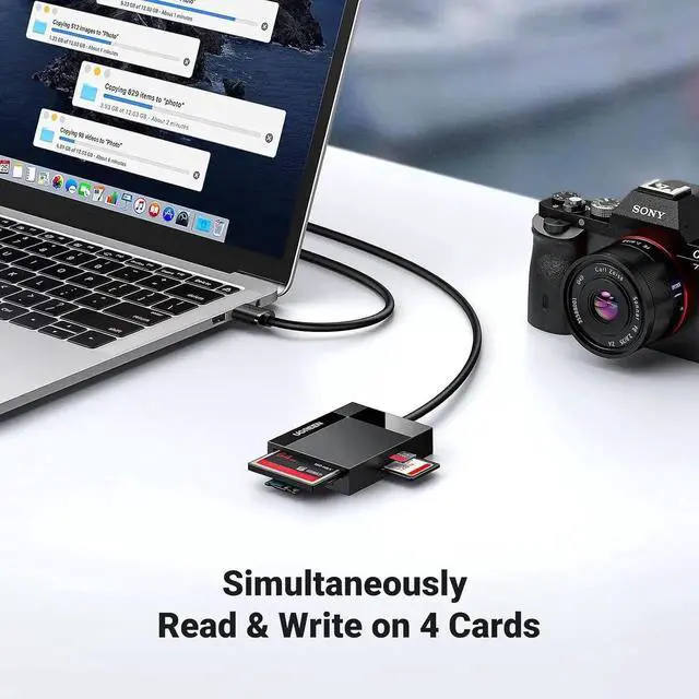 Alt view image 3 of 7 - WRIARICH USB 3.0 SD Card Reader Hub Adapter, 5Gbps Speed Simultaneously Read 4 Cards, Supports CF CFI TF SDXC SDHC SD MMC Micro SDXC Micro SDHC MS UHS-I Cards, Black