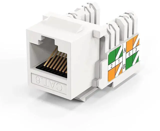 Alt view image 4 of 7 - WRIARICH 40 Pack White Cat6 RJ45 Keystone Jacks, Cat6 Modular Female Ethernet Wall Port Connectors