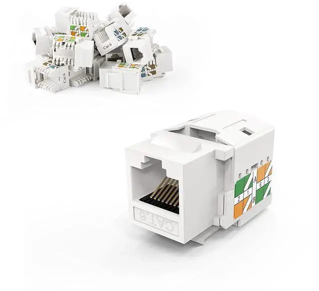 Main image of WRIARICH 40 Pack White Cat6 RJ45 Keystone Jacks, Cat6 Modular Female Ethernet Wall Port Connectors