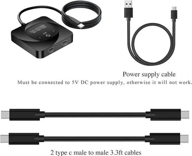 Alt view image 2 of 7 - WRIARICH Bi-Directional USB-C Switch Selector, 2 In 1 Out / 1 In 2 Out Type-C Splitter, 8K@60Hz Video, USB3.1 Gen2 10Gbps Data, 100W PD Charging with LED Indicator for PC, Laptop, Monitor