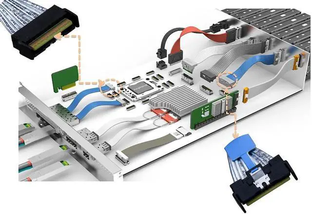 Alt view image 3 of 4 - WRIARICH 80CM PCIe Gen5 MCIO Straight Cable, Mini Cool Edge IO SFF-TA-1016 74Pin x8 Male to Male Twinax Server Storage Cord