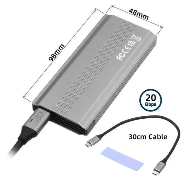 Alt view image 3 of 7 - WRIARICH RTL9220 Chip Type-C USB3.2 Gen2x2 USB4 20Gbps M.2 SSD Enclosure, M-Key NGFF NVMe & SATA Dual Protocol PCBA Adapter Fits 2242/2260/2280mm SSD
