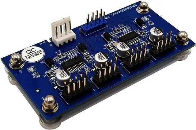 Main image of WRIARICH 9-Pin USB 2.0 Header Splitter, 1 to 4 Female Extension Cable, Motherboard Internal 2 to 8-Port USB Hub with Power Supply & Magnetic Base