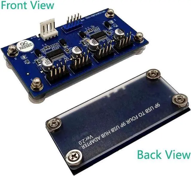 Alt view image 5 of 6 - WRIARICH 9-Pin USB 2.0 Header Splitter, 1 to 4 Female Extension Cable, Motherboard Internal 2 to 8-Port USB Hub with Power Supply & Magnetic Base