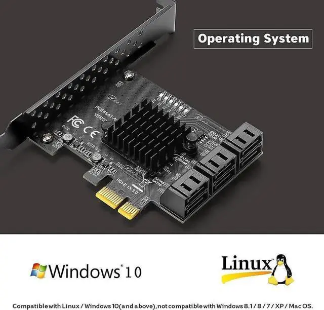 Alt view image 2 of 7 - WRIARICH PCIe 3.0 6 Port SATA 3.0 Expansion Controller Card with Low Profile Bracket, Non-RAID, Bootable System Disk Adapter for 6 SATA HDD SSD Devices