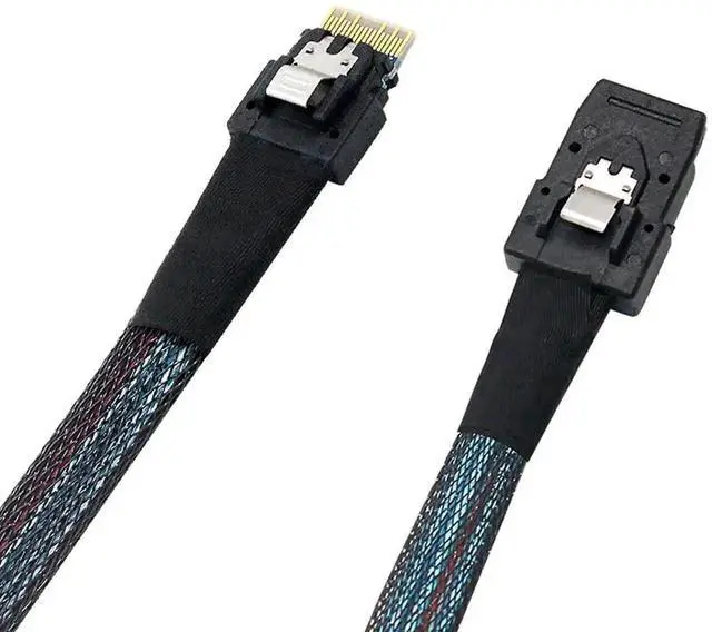Alt view image 4 of 5 - WRIARICH Pack 1.6FT Slimline SAS 4.0 Conversion Cable, SFF-8654 4i 38Pin Host to SFF-8087 Mini SAS 4i 36Pin Internal Server Storage Cable, Black