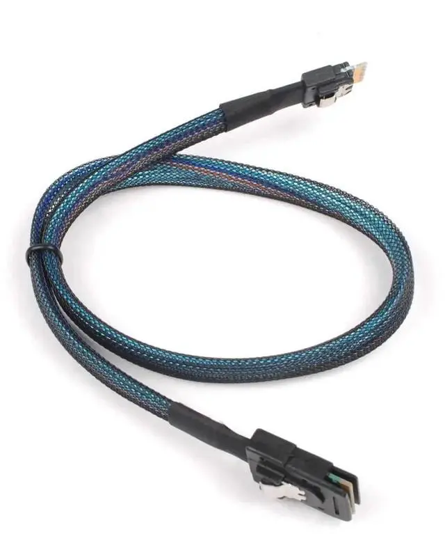 Alt view image 2 of 5 - WRIARICH Pack 1.6FT Slimline SAS 4.0 Conversion Cable, SFF-8654 4i 38Pin Host to SFF-8087 Mini SAS 4i 36Pin Internal Server Storage Cable, Black