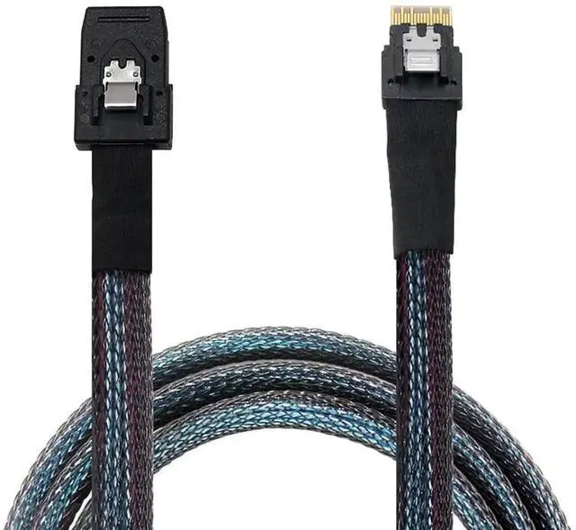 Main image of WRIARICH Pack 1.6FT Slimline SAS 4.0 Conversion Cable, SFF-8654 4i 38Pin Host to SFF-8087 Mini SAS 4i 36Pin Internal Server Storage Cable, Black