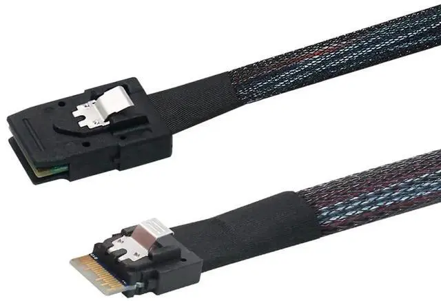 Alt view image 4 of 5 - WRIARICH 2PCS SFF-8654 4i 38Pin to SFF-8087 4i 36Pin Slimline SAS 4.0 Cable, 1.6FT Black Server Storage Cable