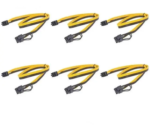 Main image of WRIARICH 6 Pack 30cm PCIe 6Pin to 6+2 Pin GPU Power Cable, PCI Express 6/8 Pin Converter Cord for BTC Mining Rigs & Server Graphics Cards