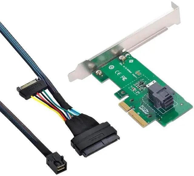 Main image of PCIe 4.0 x4 SFF-8643 Host Adapter Card Kit, PCI-E X4 to SFF-8643 Mini SAS HD Riser Card + SFF-8643 to SFF-8639 U.2 NVMe Extension Cable Set, for Motherboard 2.5" U.2 SFF-8639 SSD Storage Expansion