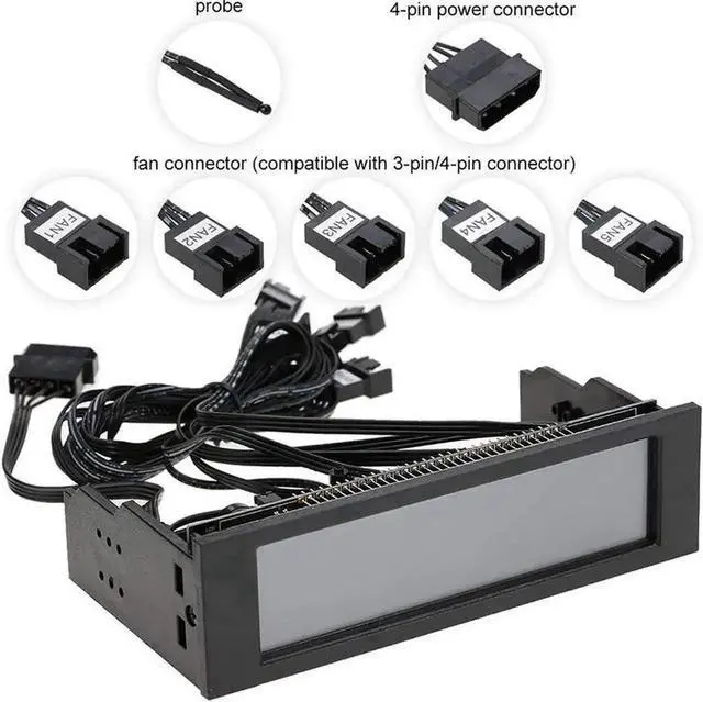 Alt view image 3 of 5 - WRIARICH 5.25 Inch Touch Screen PC Fan Speed Controller Front Panel, 5-Channel Cooling Regulator with Temperature Monitoring, RPM Display & Fan Failure Alarm