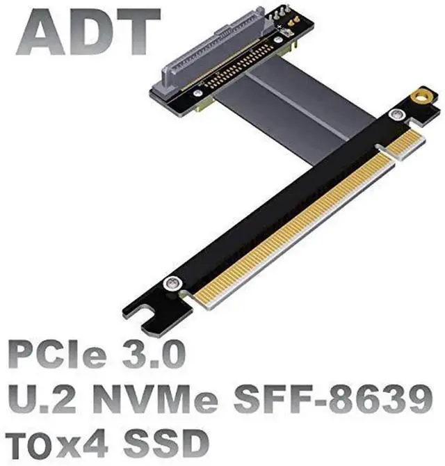 Alt view image 4 of 4 - WRIARICH 10cm Gen3.0 U.2 SFF-8639 to PCI-E x16 NVMe Extension Cable, 32Gbps U2 PCIe 3.0 x16 High-Speed SSD Riser Cable Model R37SL for Workstation & Server Storage Expansion
