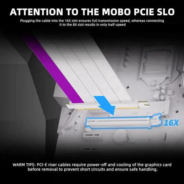 Alt view image 2 of 7 - WRIARICH 200mm White 90-Degree PCIe 4.0 x16 GPU Riser Cable, Flexible High-Speed PCIe Extender Cord Compatible with RTX4090 RTX3060 RX7900 Series Graphics Cards