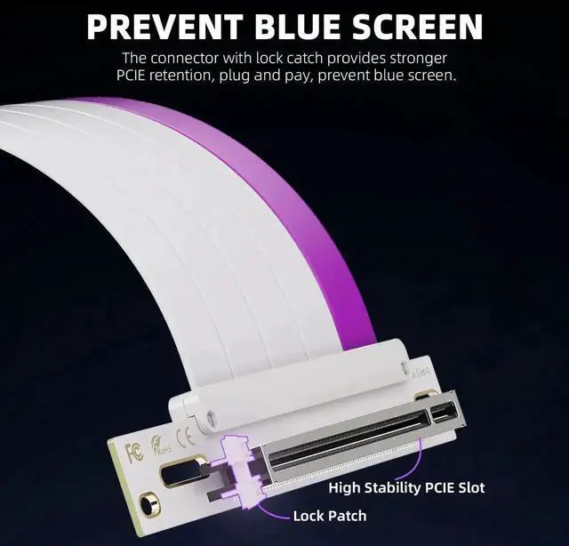 Alt view image 3 of 7 - WRIARICH 200mm White 90-Degree PCIe 4.0 x16 GPU Riser Cable, Flexible High-Speed PCIe Extender Cord Compatible with RTX4090 RTX3060 RX7900 Series Graphics Cards