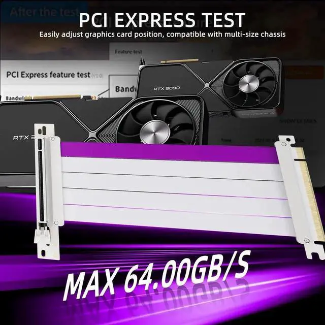 Alt view image 6 of 7 - WRIARICH 200mm White 90-Degree PCIe 4.0 x16 GPU Riser Cable, Flexible High-Speed PCIe Extender Cord Compatible with RTX4090 RTX3060 RX7900 Series Graphics Cards