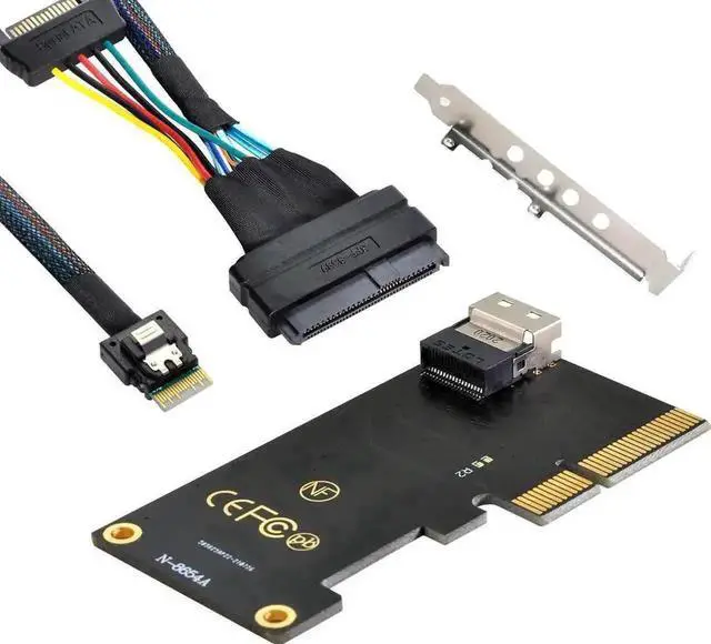 Main image of WRIARICH PCIe 3.0 4.0 SFF-8654 Slimline SAS Adapter Cable, SFF-8654 to SFF-8639 U.2 NVMe SSD Cable for Motherboard U2 PCIe SSD Storage Connection