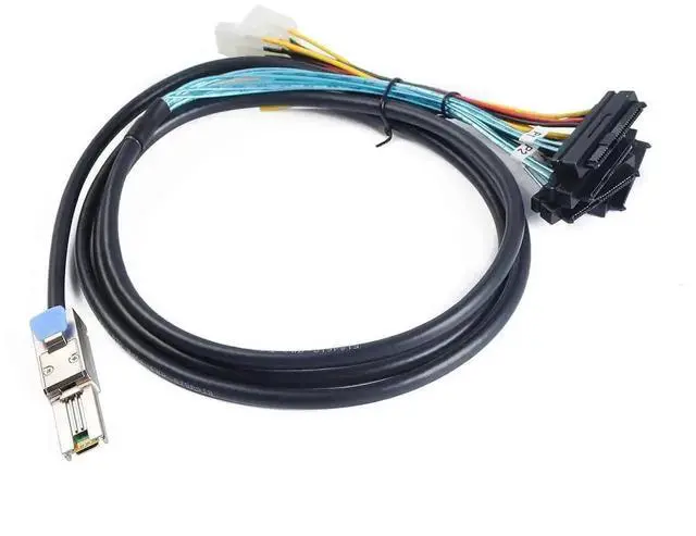 Alt view image 5 of 6 - WRIARICH 2M 6.6FT Mini-SAS SFF-8088 26Pin to 4×SFF-8482 29Pin SAS Splitter Cable with Integrated Power Connector, External RAID Cable for Server Hard Drives Storage Arrays