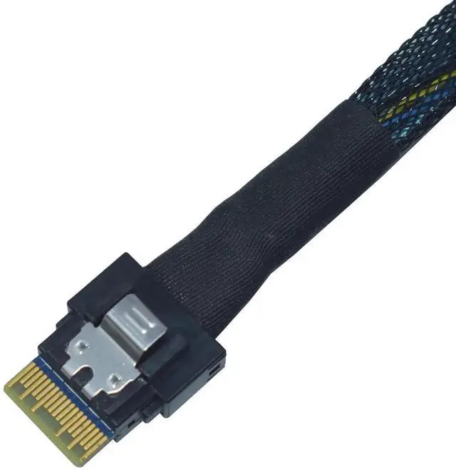 Alt view image 4 of 5 - WRIARICH PCIe 4.0 SlimSAS 4i SFF-8654 to U.2 SFF-8639 NVMe SSD Cable with 15Pin SATA Power, Internal Server Storage Interconnect Wire, 1.6FT / 50CM Length