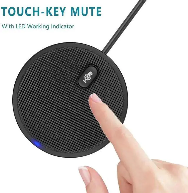 Alt view image 2 of 6 - WRIARICH Upgraded USB Desktop Conference Condenser Microphone, 360° Omnidirectional Pickup with One-Click Mute, Plug & Play for Windows & macOS, Perfect for Video Meetings, Gaming, Voice Chat & Gift