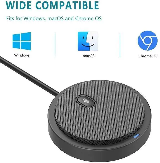 Alt view image 5 of 6 - WRIARICH Upgraded USB Desktop Conference Condenser Microphone, 360° Omnidirectional Pickup with One-Click Mute, Plug & Play for Windows & macOS, Perfect for Video Meetings, Gaming, Voice Chat & Gift