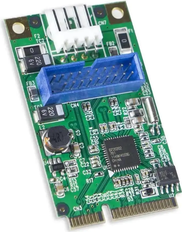Alt view image 2 of 7 - WRIARICH E3-MPE202-2P Mini PCI-E USB 3.0 Expansion Card with 19-Pin Internal Female Header & USB 3.0 Extension Cable, 5Gbps Mini PCIe Adapter for Mini Host, Industrial PC Front Panel USB Expansion