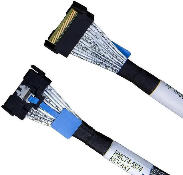 Alt view image 3 of 3 - WRIARICH 80cm PCIe 4.0 MCIO 74Pin to Dual 68Pin Splitter Cable with Power, x8 to Dual Port Adapter Cable