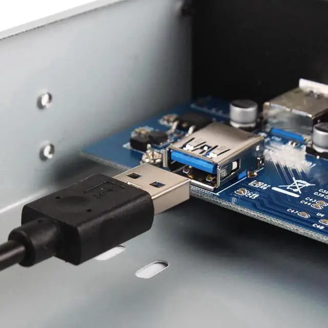 Alt view image 2 of 3 - WRIARICH 4-Port USB 3.0 Front Panel Hub Combo, PCI-E USB 3.0 Expansion Card + 5.25 Inch Optical Drive Bay Splitter Adapter for Desktop PC Case