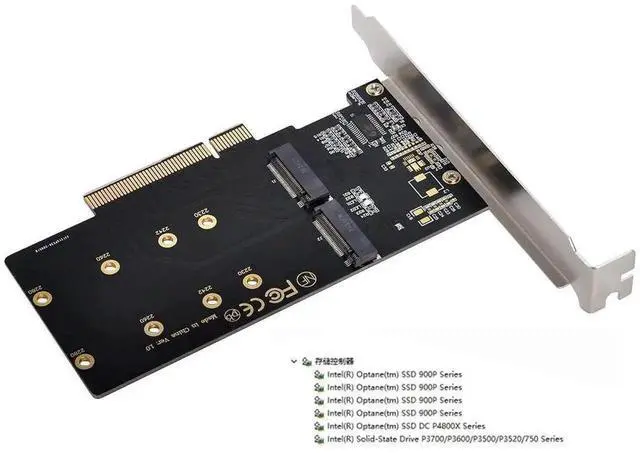 Alt view image 2 of 7 - WRIARICH Dual M.2 to PCIe 3.0 X8 Adapter Card for NVME & AHCI SSD