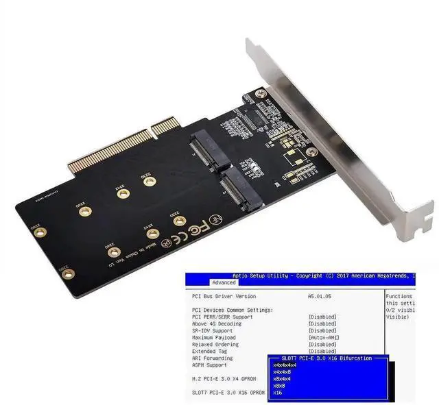 Alt view image 5 of 7 - WRIARICH Dual M.2 to PCIe 3.0 X8 Adapter Card for NVME & AHCI SSD