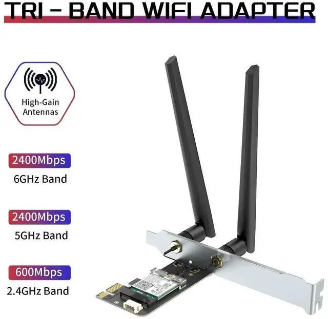 Alt view image 3 of 7 - WRIARICH WiFi 6E AX210 PCIe Wireless Adapter with Bluetooth 5.3, Tri-Band 6GHz/5.8GHz/2.4GHz Desktop WiFi Card, AX210NGW Chip, OFDMA MU-MIMO WPA3, Low Profile Bracket, Windows 10/11 64-bit