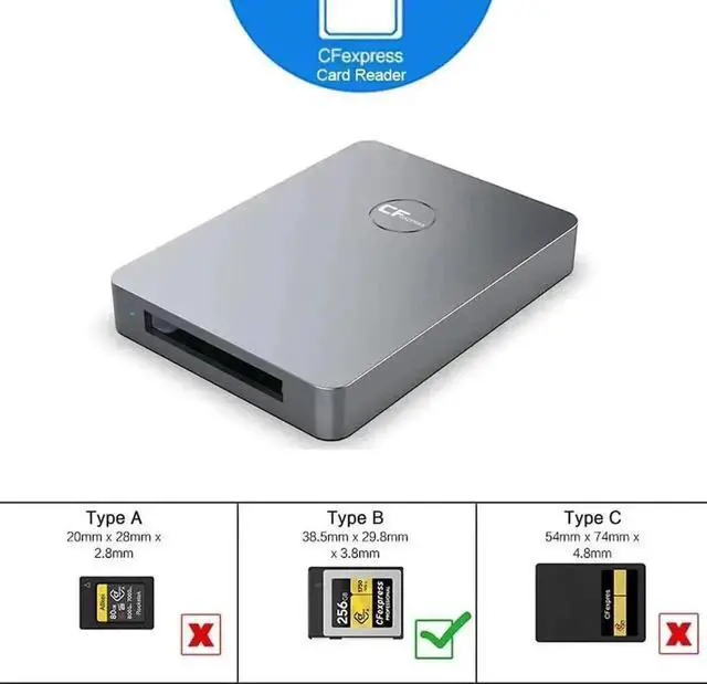 Alt view image 6 of 6 - WRIARICH USB 3.1 Gen 2 10Gbps CFexpress Type B Card Reader, Dual Connector USB C to USB C / USB A CFexpress Memory Card Adapter, Plug & Play Compatible with Windows, macOS, Linux & Android OTG Devices