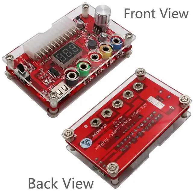 Alt view image 4 of 6 - WRIARICH 2 Pack 24Pin ATX PSU Breakout Board with Acrylic Housing Kit, Adjustable Voltage Bench Power Module, Supports Fixed 3.3V/5V/12V & 1.8V10.8V Adjustable Output