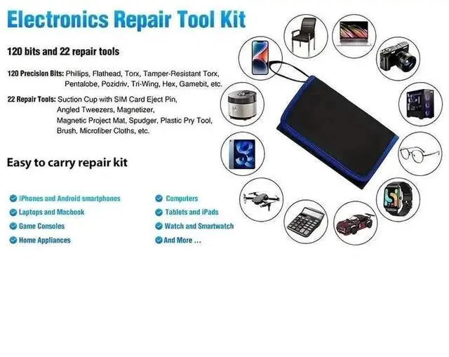 Alt view image 5 of 7 - WRIARICH 142-in-1 Magnetic Precision Screwdriver Repair Kit with 120 Bits for iPhone, MacBook, PC, Laptop, Tablet, PS4, Xbox, Nintendo
