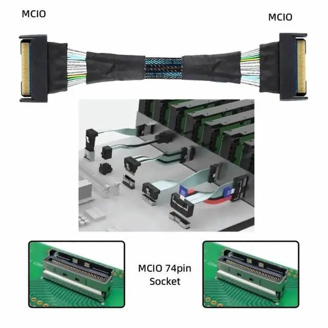 Alt view image 4 of 6 - WRIARICH 50CM PCIe 5.0 MCIO STR Straight Extension Cable, Mini Cool Edge IO SFF-TA-1016 8i 74Pin Male to Male High-Speed Server Storage Interconnect Cord