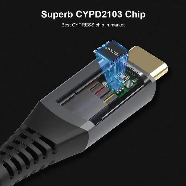 Alt view image 4 of 7 - WRIARICH 1.8M USB4.0 Type-C to Type-C Cable, 40Gbps Data Transfer, 100W PD Fast Charging