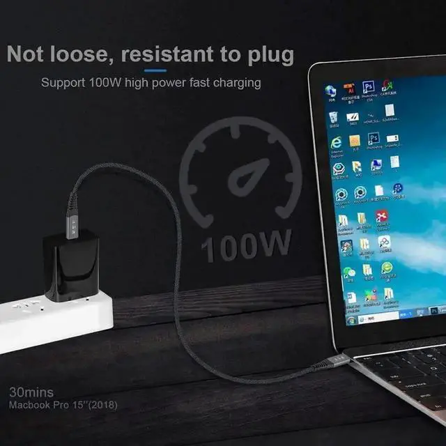 Alt view image 5 of 7 - WRIARICH 1.8M USB4.0 Type-C to Type-C Cable, 40Gbps Data Transfer, 100W PD Fast Charging