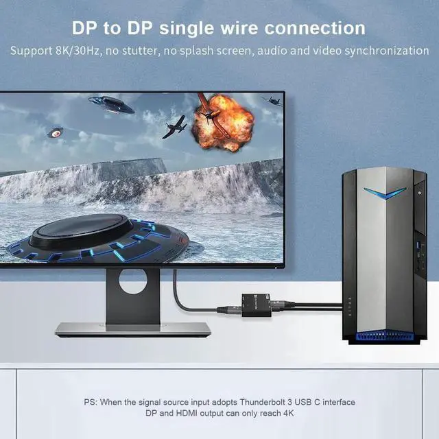 Alt view image 3 of 7 - WRIARICH DP 1.4 MST SST DisplayPort Splitter, 8K@30Hz 4K@120Hz DP to DP+HDMI Multiport Distribution Hub, Supports HDR 4:4:4 Color Sampling for Gaming Monitor, PC, Laptop, Graphic Workstation