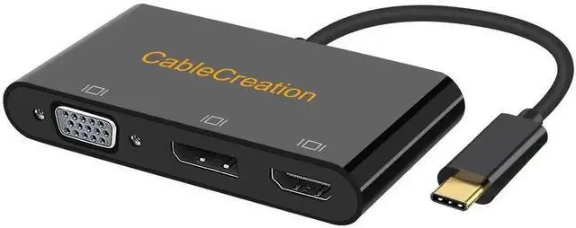 Main image of 3 in 1 MST USB-C Multiport Video Adapter, Type-C to HDMI VGA DisplayPort Converter, Triple Multi-Screen Display, Black Dock Compatible with MacBook Pro 2020, iPad Pro 2018, Dell XPS, HP Spectre x360,