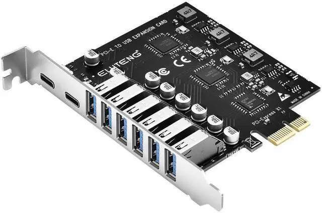 Main image of WRIARICH 8-Port PCIe USB 3.2 Gen2 Expansion Card, PCI Express USB Hub Controller Adapter (6×USB-A + 2×USB-C) with 3 Independent Power Modules, 10Gbps Superspeed