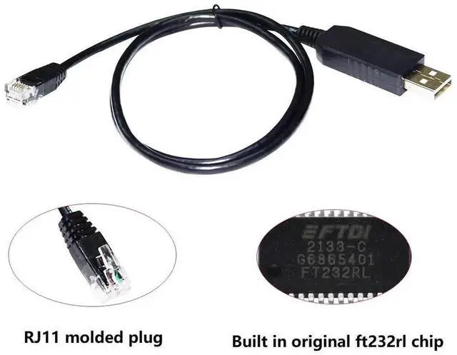 Alt view image 2 of 6 - WRIARICH 1.8M FTDI USB to RS232 RJ11/RJ12 6P4C Console Debug Cable, Compatible with LMACR21D for MEGA-FABS D1 Servo Driver