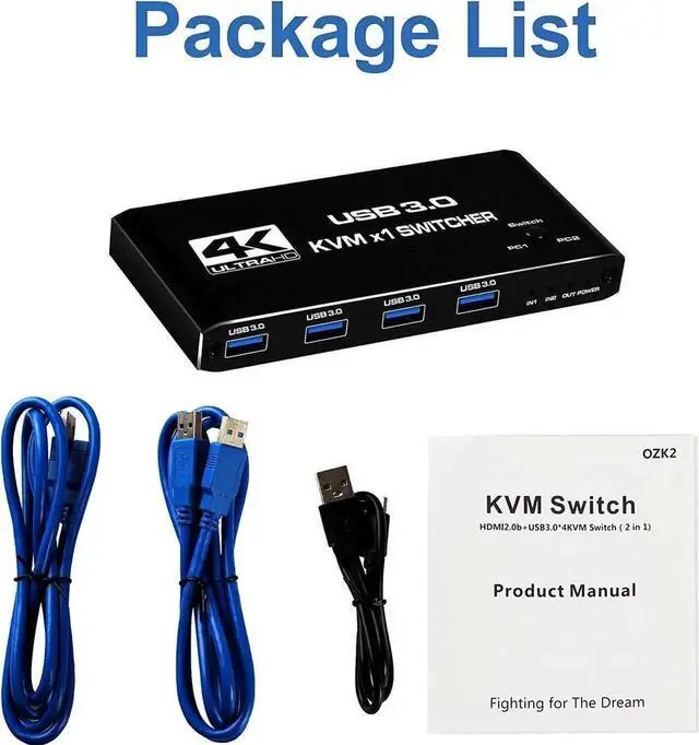 Alt view image 5 of 7 - WRIARICH 2 Port USB-C HDMI 2.0 KVM Switch 4K@60Hz, 2 In 1 Out KVM Switcher with 4 USB 3.0 Ports for 2 USB-C Laptops Share Monitor Keyboard Mouse