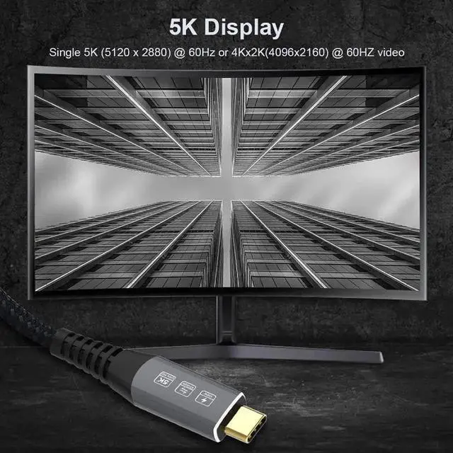 Alt view image 7 of 7 - WRIARICH 1.8M USB4.0 USB-C to USB-C Cable, 40Gbps Data Transfer, 100W PD Charging