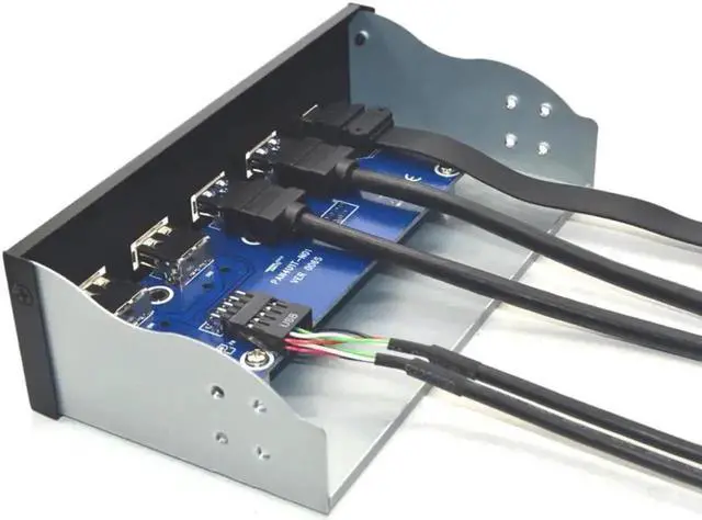 Alt view image 3 of 4 - WRIARICH 5.25 Inch PC Front Panel USB 3.1 Gen 2 Hub, 2 USB3.0 + 2 USB2.0 + 1 USB-C Port with Type-E Internal Connector for Desktop Chassis