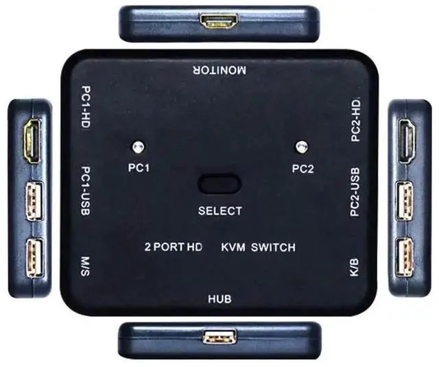 Alt view image 5 of 6 - WRIARICH 2 Port 4K HDMI KVM Switch with USB Hub, Multi-Functional Adapter Dock for Computer & LCD Monitor, Supports Data Transmission & Phone Charging