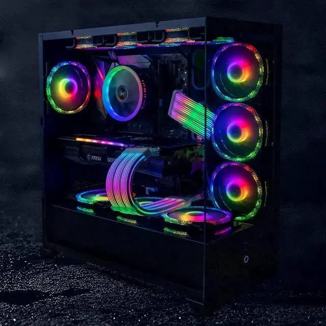 Alt view image 7 of 7 - WRIARICH White 3×8(6+2)Pin ARGB PCIe GPU Extension Cable, Four-Sided Luminous Light Strip, 5V 3-Pin Addressable RGB Sync Strimer Cable for Custom PC Builds
