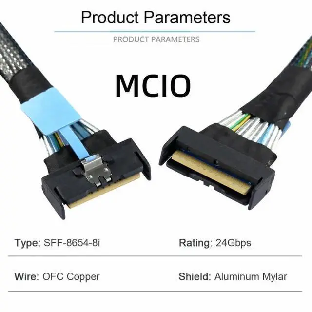 Alt view image 4 of 7 - WRIARICH 50cm PCIe 5.0 MCIO STR Extension Cable, Mini Cool Edge IO 8i 74Pin Male to Male High-Speed Server Interconnect Cord