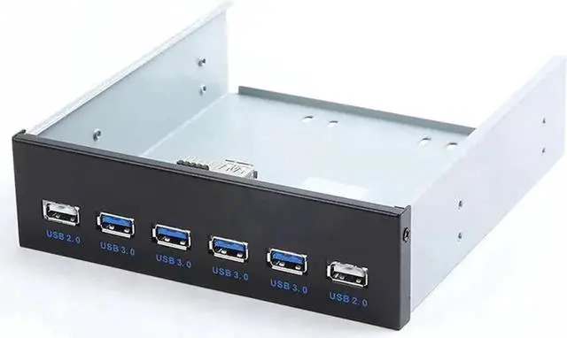 Alt view image 5 of 5 - WRIARICH 5.25 Inch Metal Bracket 6-Port Front Panel USB Hub, 4 USB 3.0 + 2 USB 2.0 Optical Drive Bay Expansion Splitter with 20Pin Motherboard USB Header Cable for Desktop PC Chassis