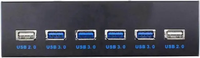 Alt view image 4 of 5 - WRIARICH 5.25 Inch Metal Bracket 6-Port Front Panel USB Hub, 4 USB 3.0 + 2 USB 2.0 Optical Drive Bay Expansion Splitter with 20Pin Motherboard USB Header Cable for Desktop PC Chassis
